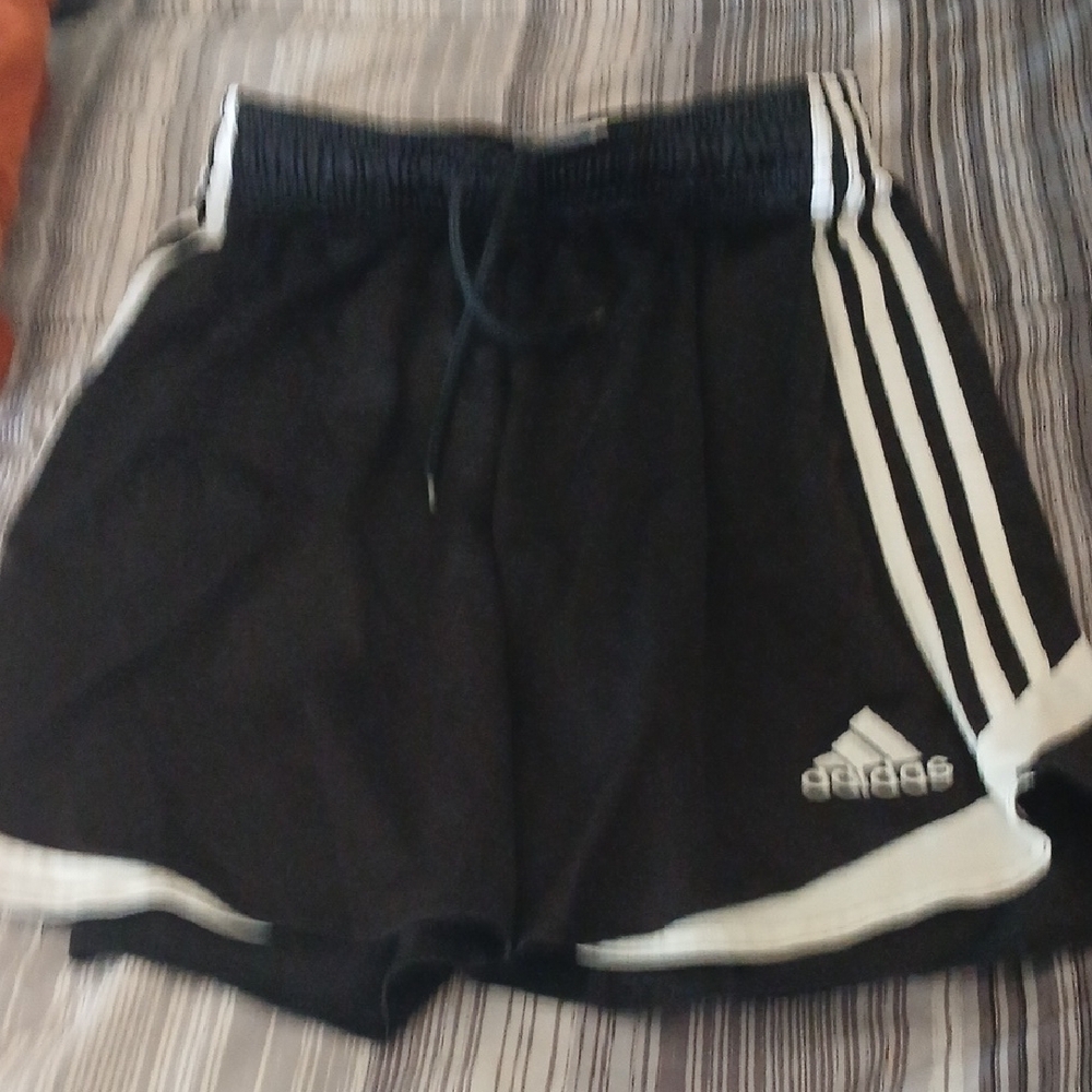 adidas Black Shorts with White Stripe Accents